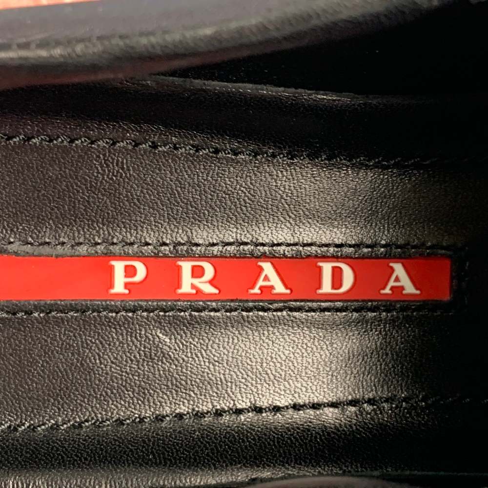PRADA Black & Pink Nylon Mesh Slip Sneakers - Picture 8 of 9